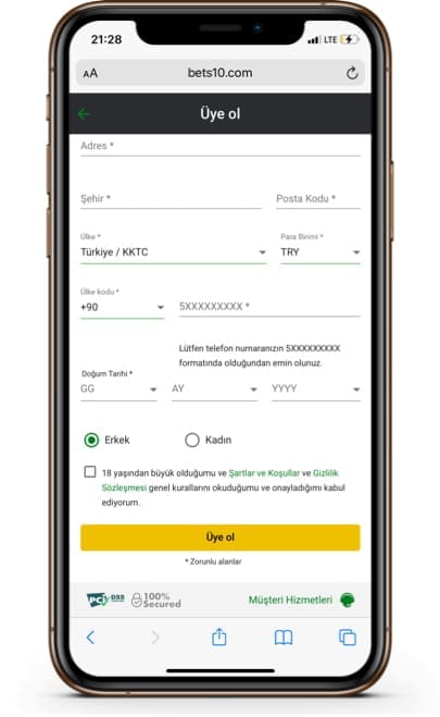 Bets10 Üyelik Formu